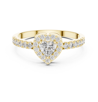 Heart Diamond Halo Ring