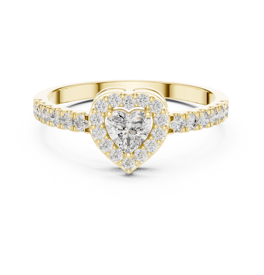 Heart Diamond Halo Ring