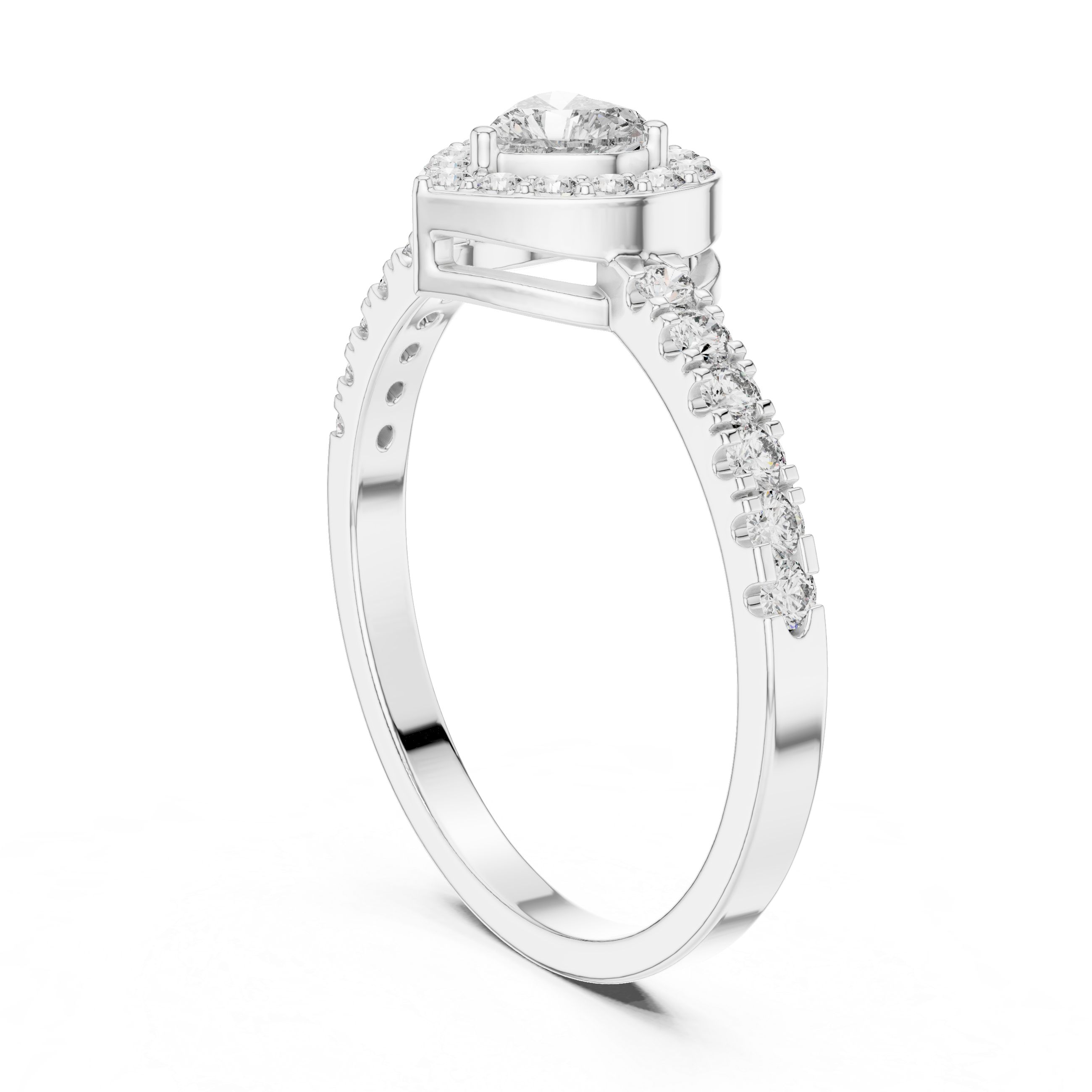 Heart Diamond Halo Ring
