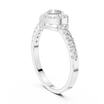 Heart Diamond Halo Ring