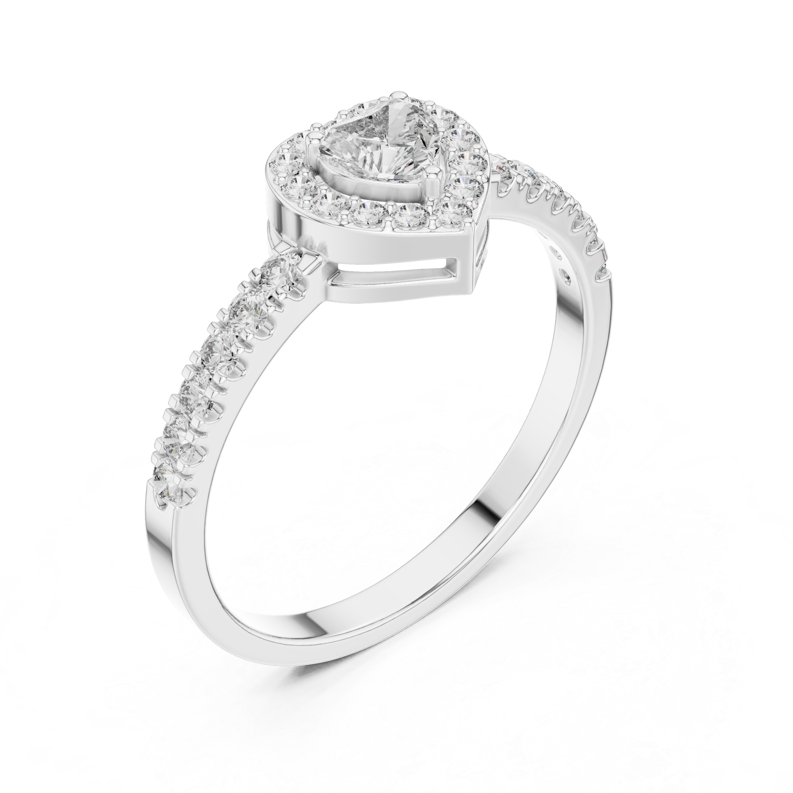 Heart Diamond Halo Ring