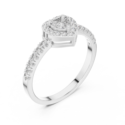 Heart Diamond Halo Ring