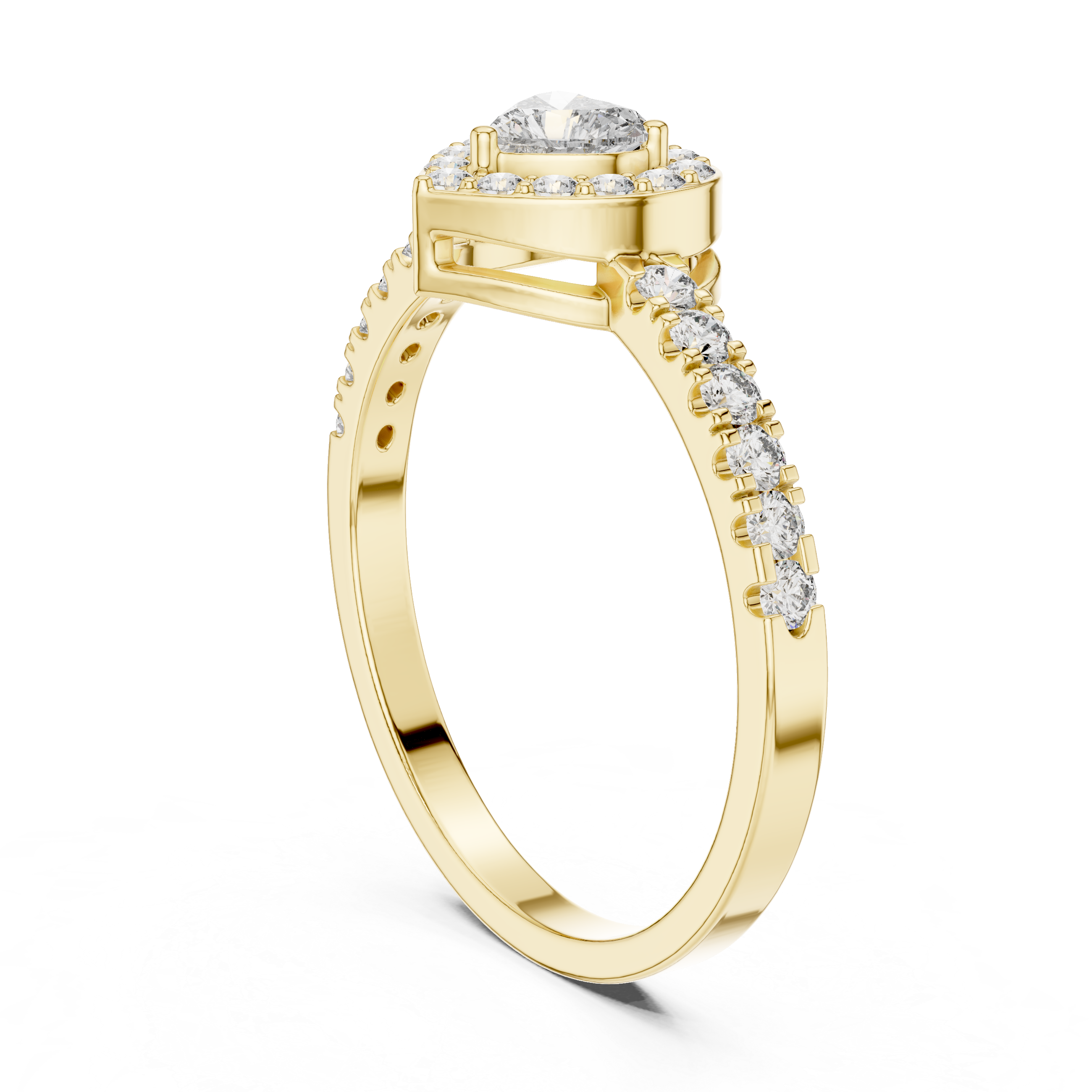 Heart Diamond Halo Ring