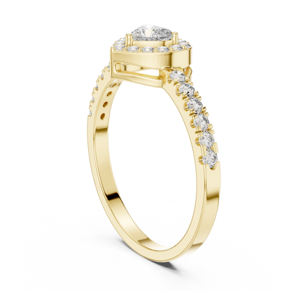 Heart Diamond Halo Ring
