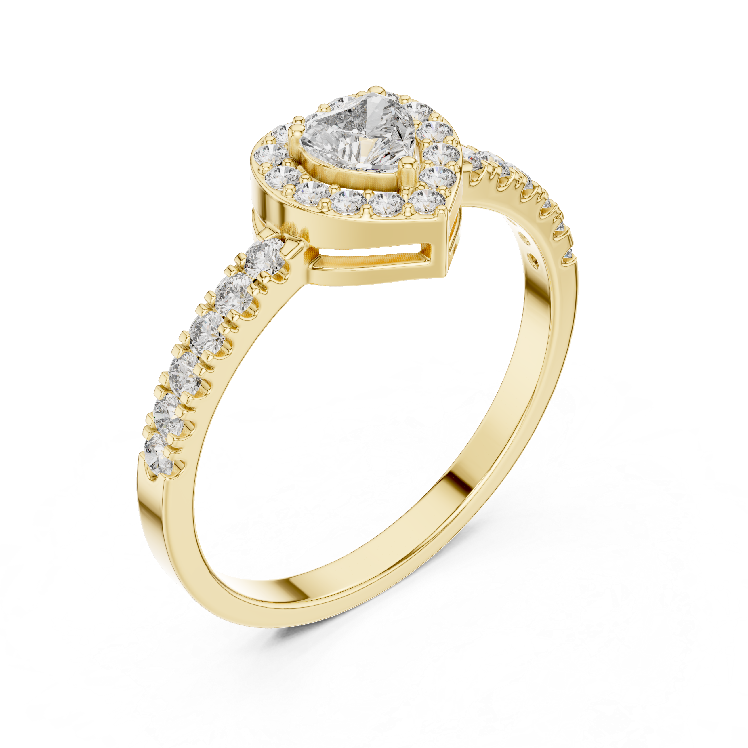 Heart Diamond Halo Ring