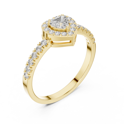 Heart Diamond Halo Ring