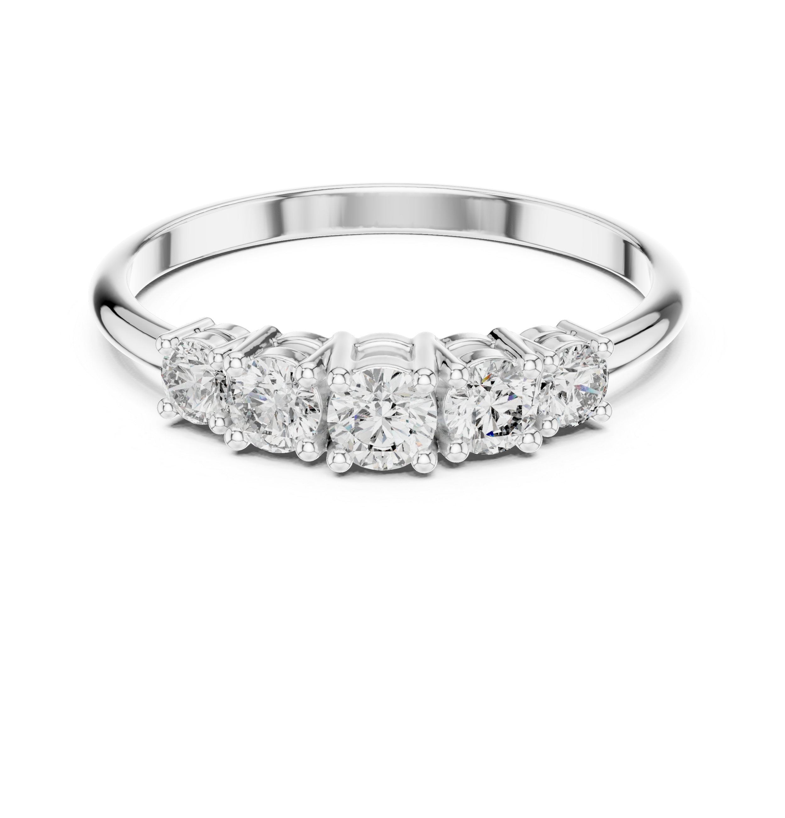 Round Graduated Five-Stone Crest Ring