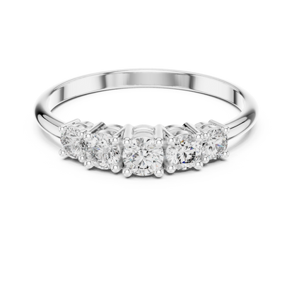 Round Graduated Five-Stone Crest Ring