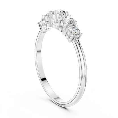Round Graduated Five-Stone Crest Ring