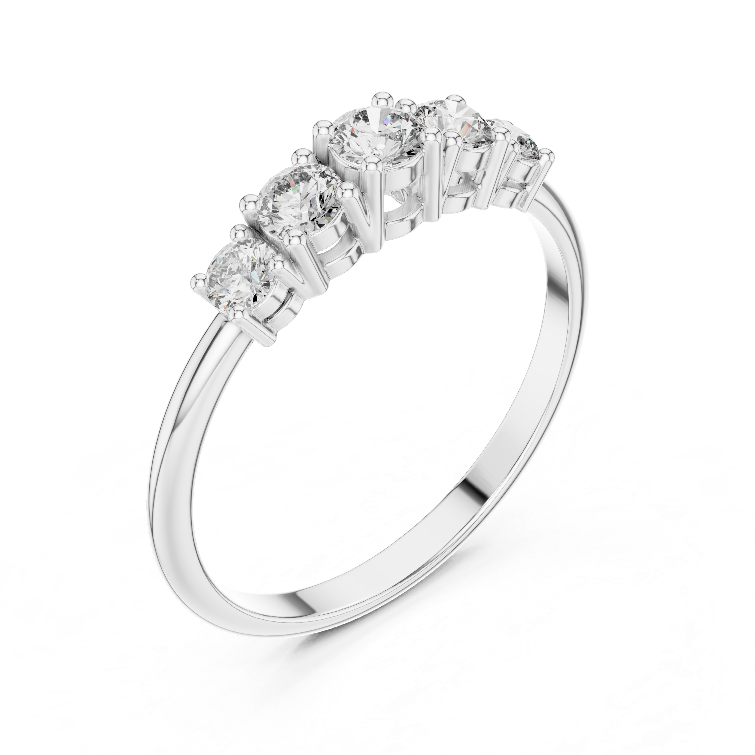 Round Graduated Five-Stone Crest Ring
