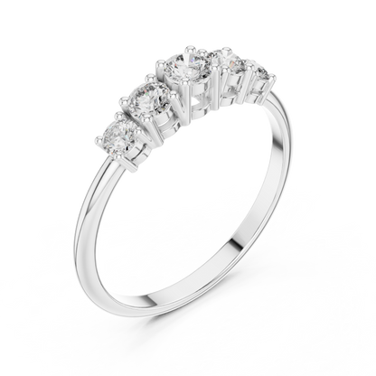 Round Graduated Five-Stone Crest Ring