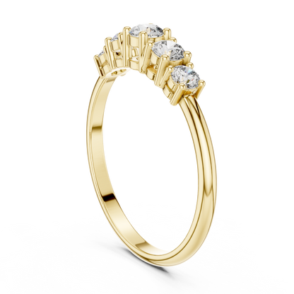 Round Graduated Five-Stone Crest Ring