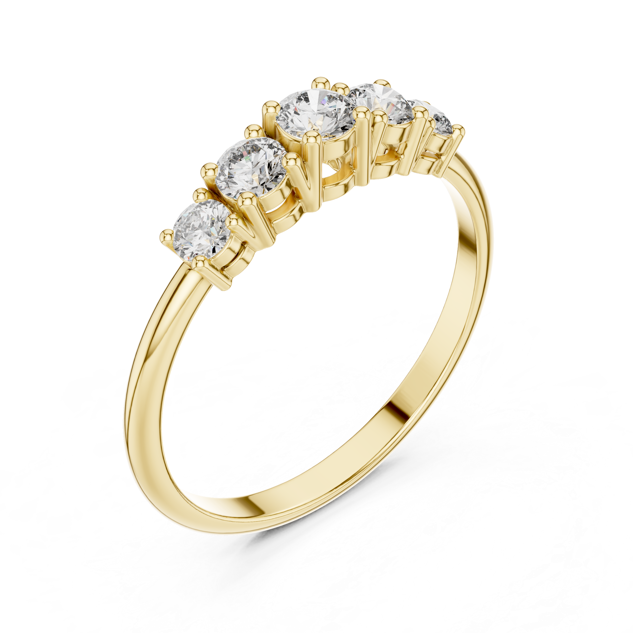 Round Graduated Five-Stone Crest Ring