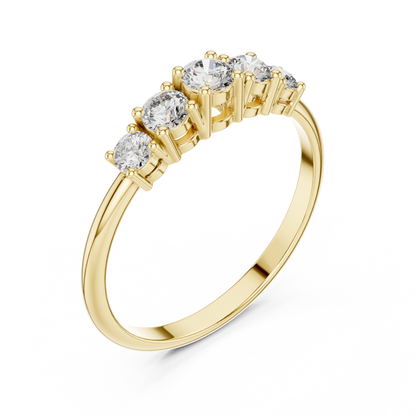 Round Graduated Five-Stone Crest Ring