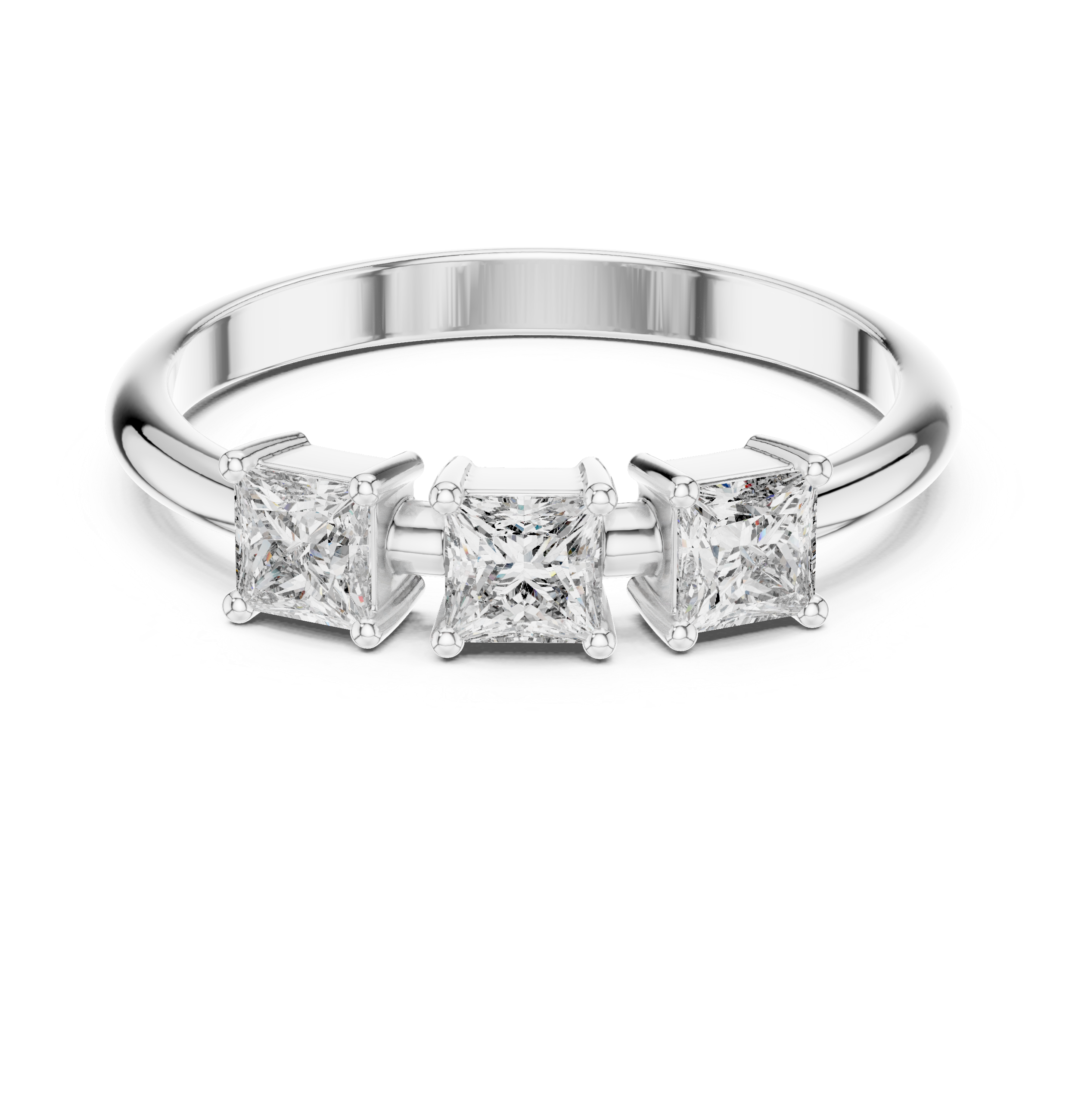 Princess-Cut Diamond Three-Stone Basket Ring