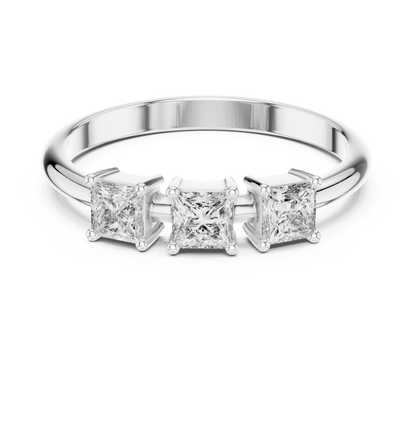Princess-Cut Diamond Three-Stone Basket Ring
