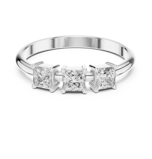 Princess-Cut Diamond Three-Stone Basket Ring
