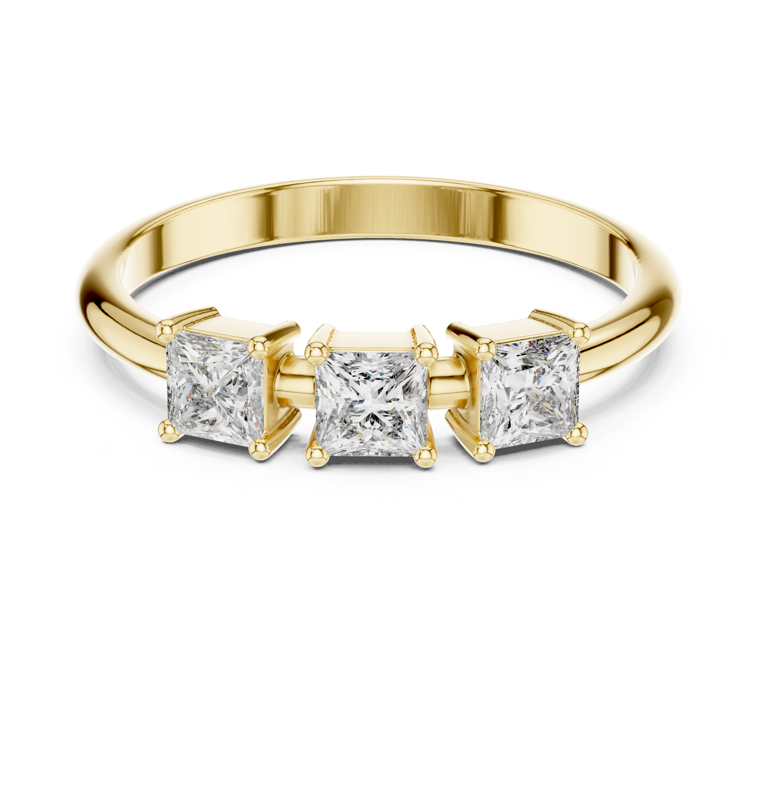 Princess-Cut Diamond Three-Stone Basket Ring