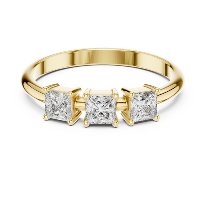 Princess-Cut Diamond Three-Stone Basket Ring