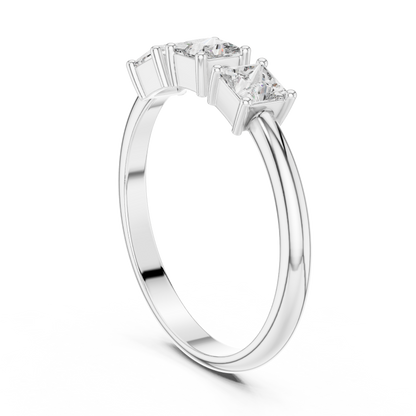Princess-Cut Diamond Three-Stone Basket Ring