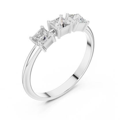 Princess-Cut Diamond Three-Stone Basket Ring