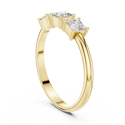 Princess-Cut Diamond Three-Stone Basket Ring
