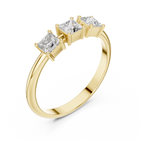 Princess-Cut Diamond Three-Stone Basket Ring
