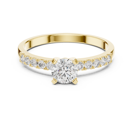 Solitaire Engagement Ring with Pavé Band