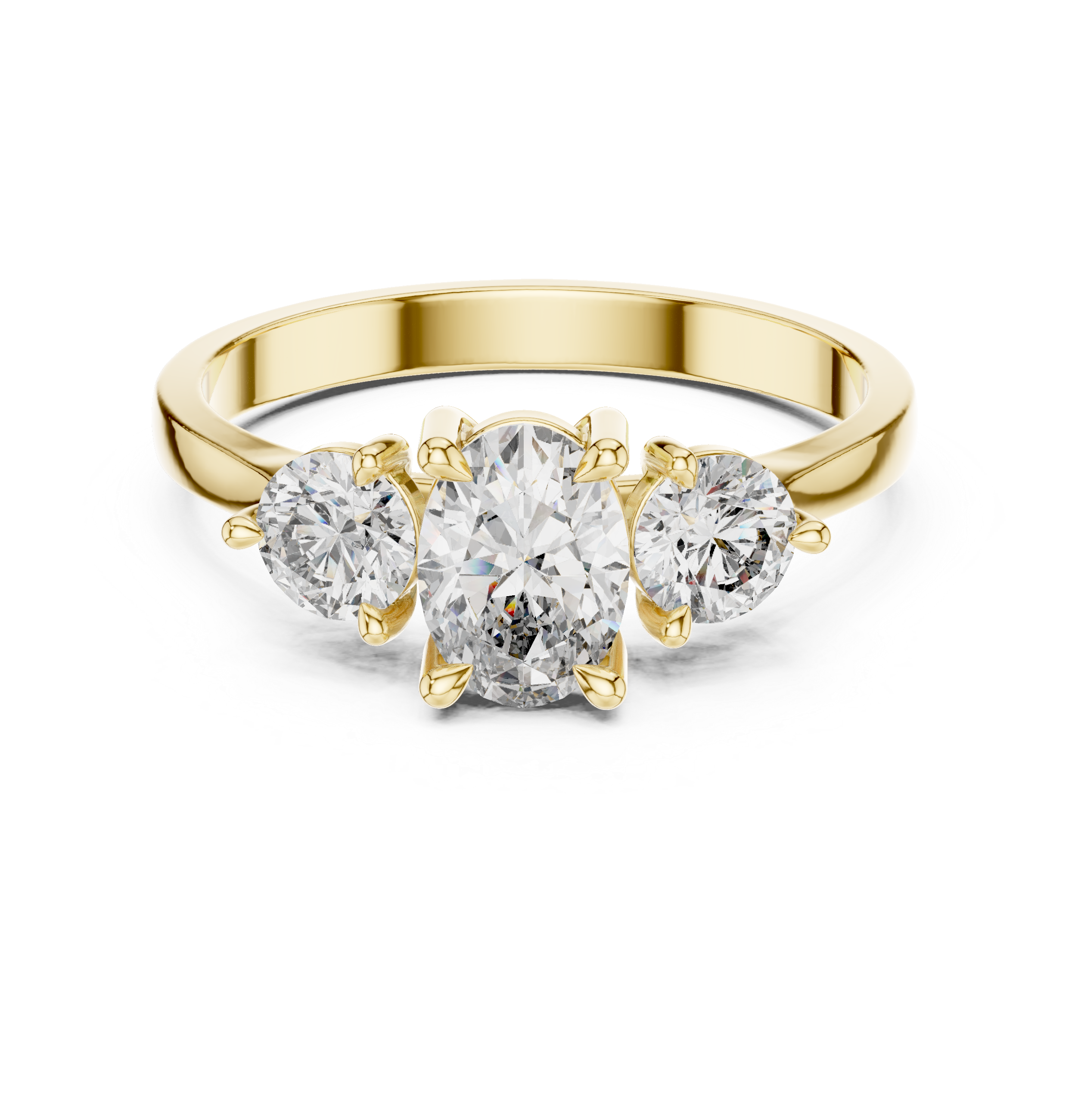 Oval Diamond Trilogy Ring with Round Accents