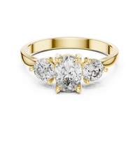 Oval Diamond Trilogy Ring with Round Accents