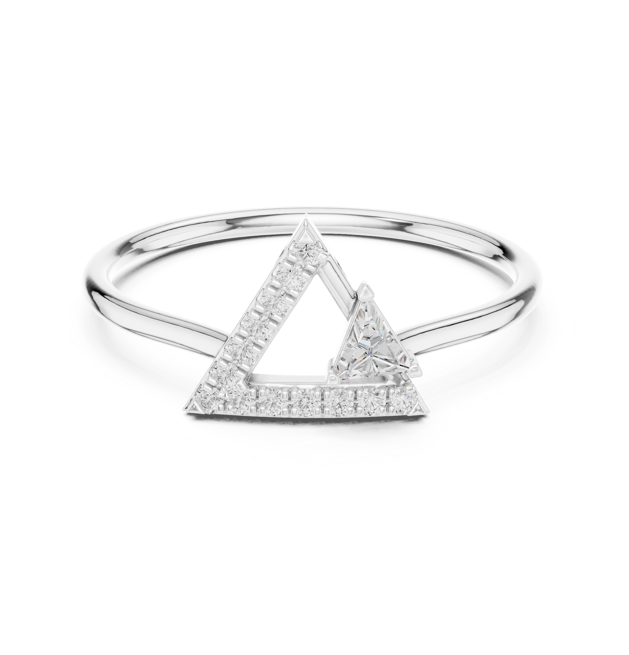 Trillion Bezel & Pavé Delta Geometric Ring