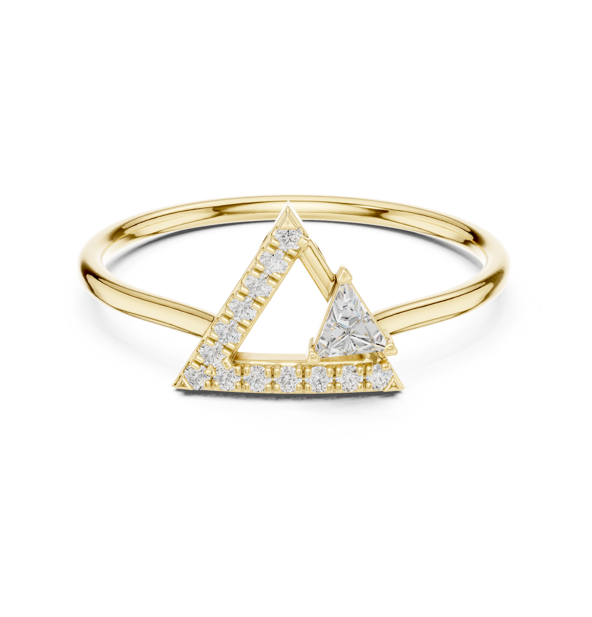 Trillion Bezel & Pavé Delta Geometric Ring