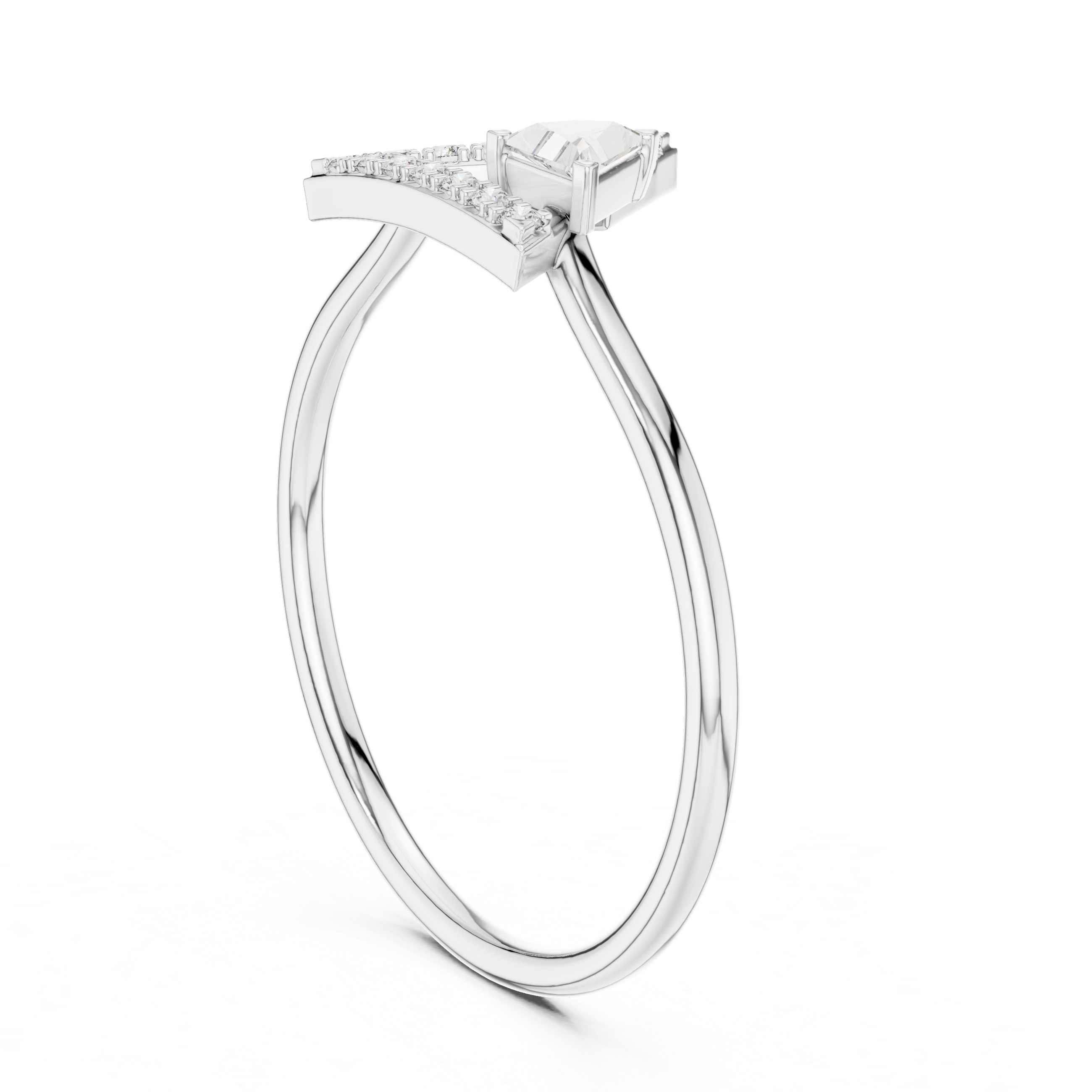 Trillion Bezel & Pavé Delta Geometric Ring