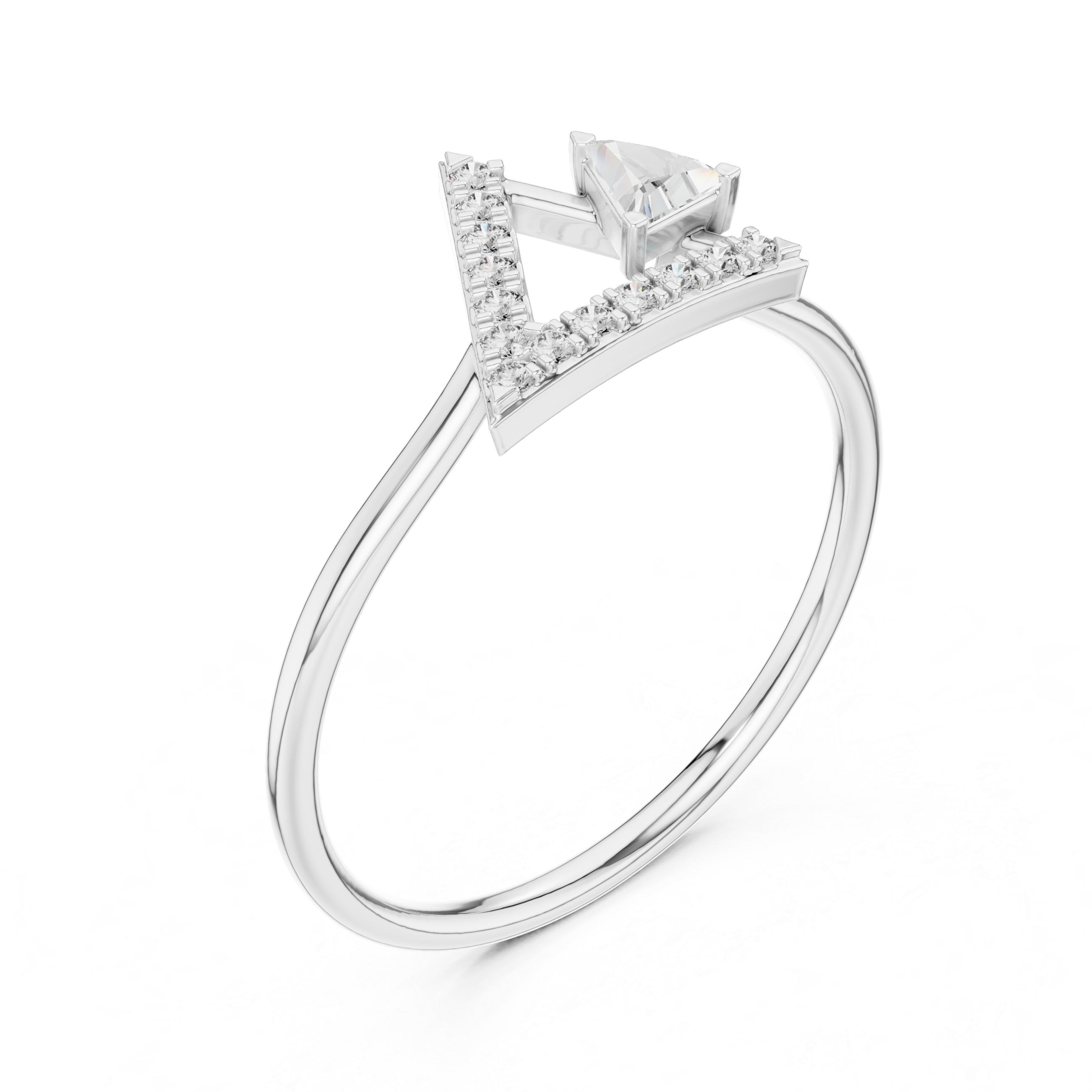 Trillion Bezel & Pavé Delta Geometric Ring