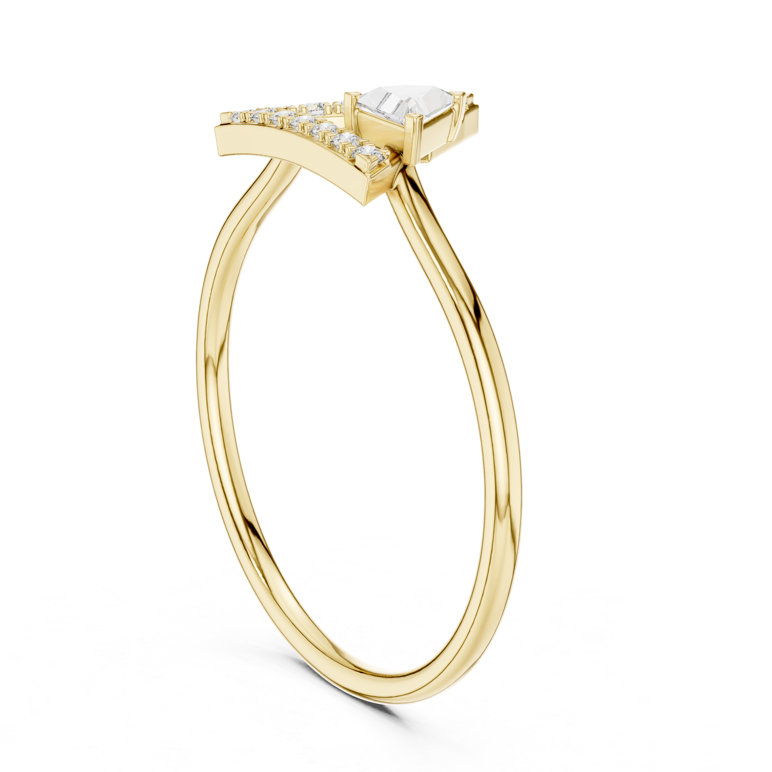 Trillion Bezel & Pavé Delta Geometric Ring