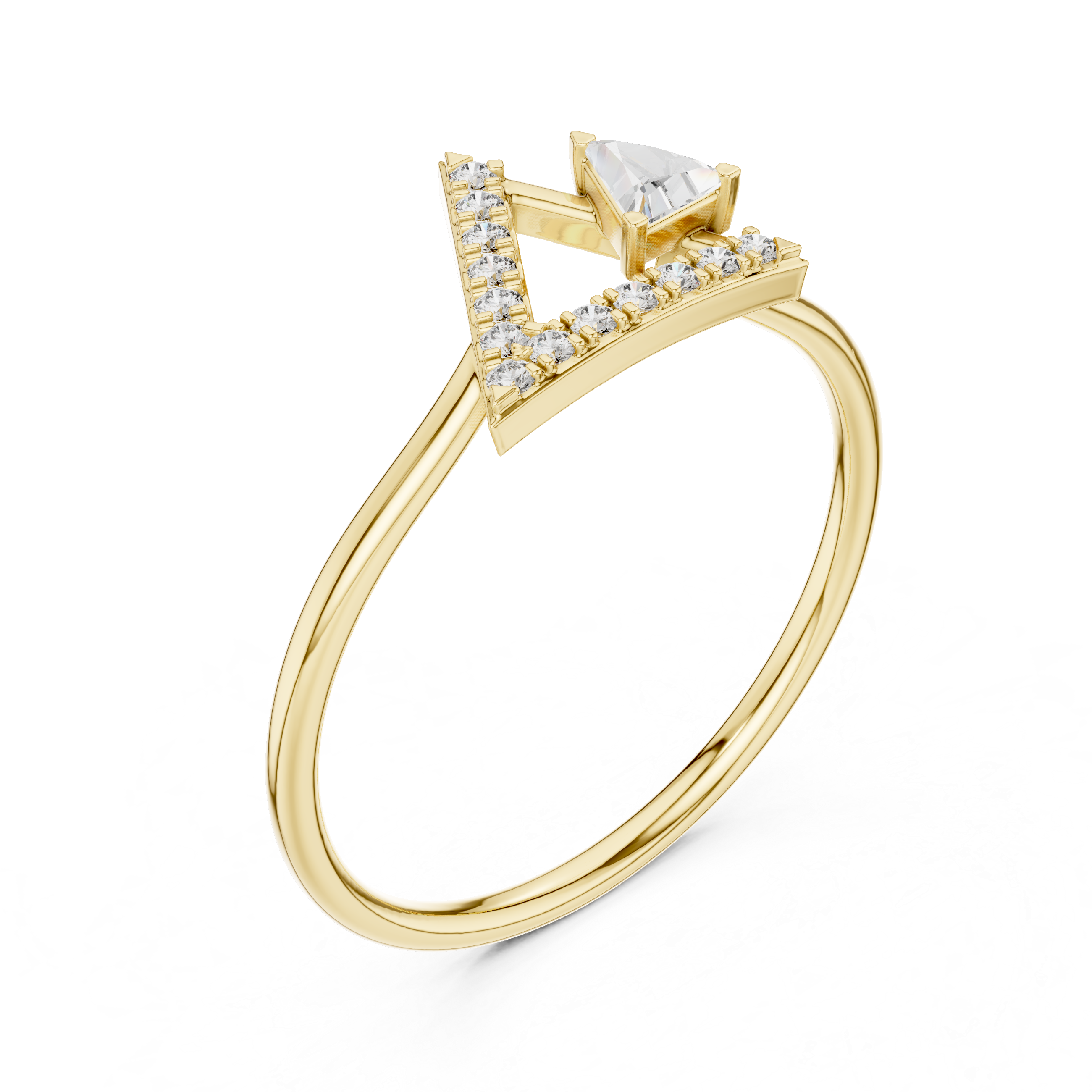 Trillion Bezel & Pavé Delta Geometric Ring
