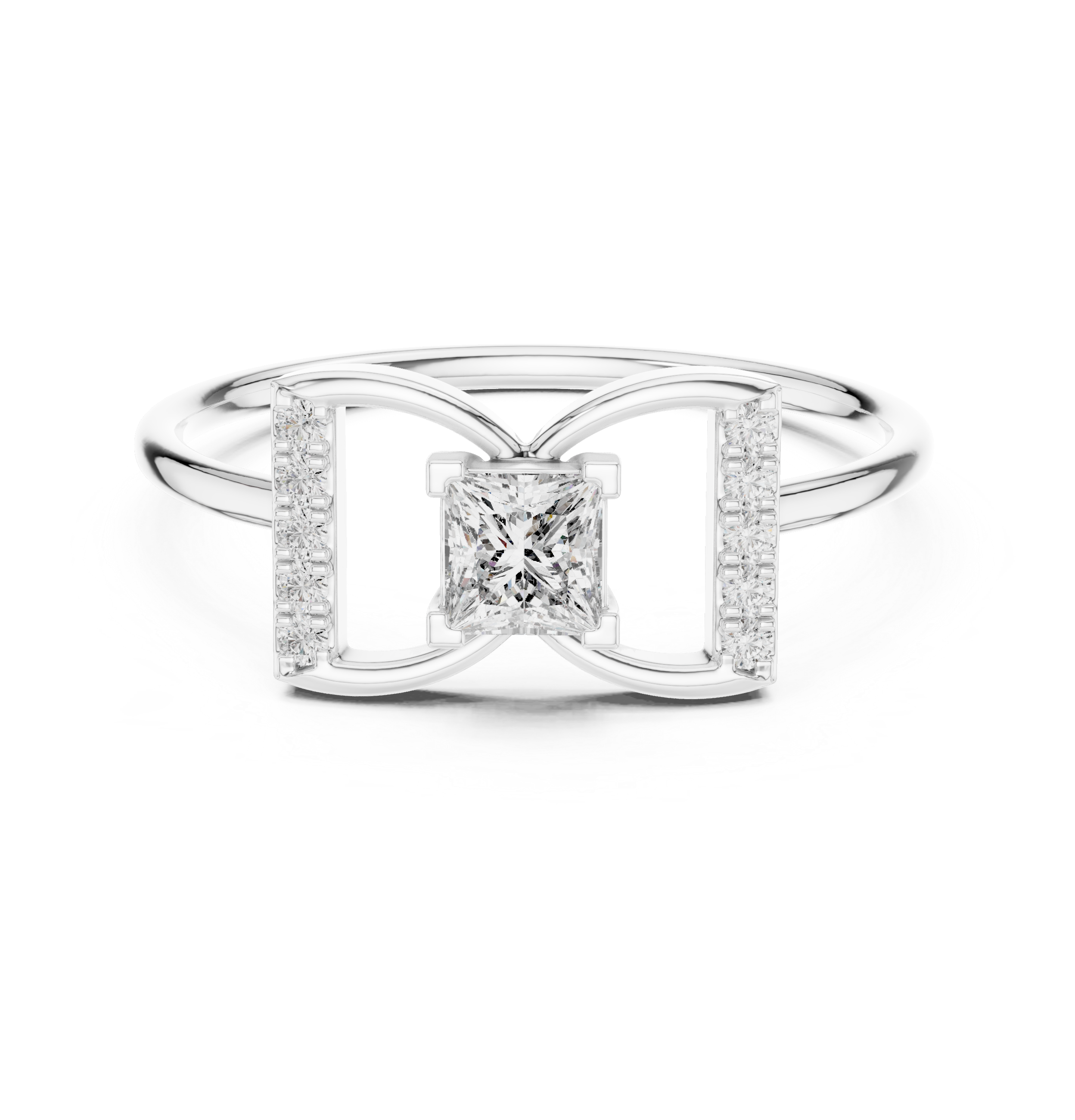 Princess-Cut Diamond Butterfly Geometric Pavé Ring