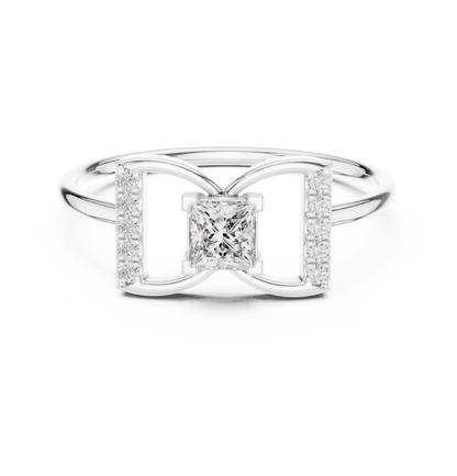 Princess-Cut Diamond Butterfly Geometric Pavé Ring