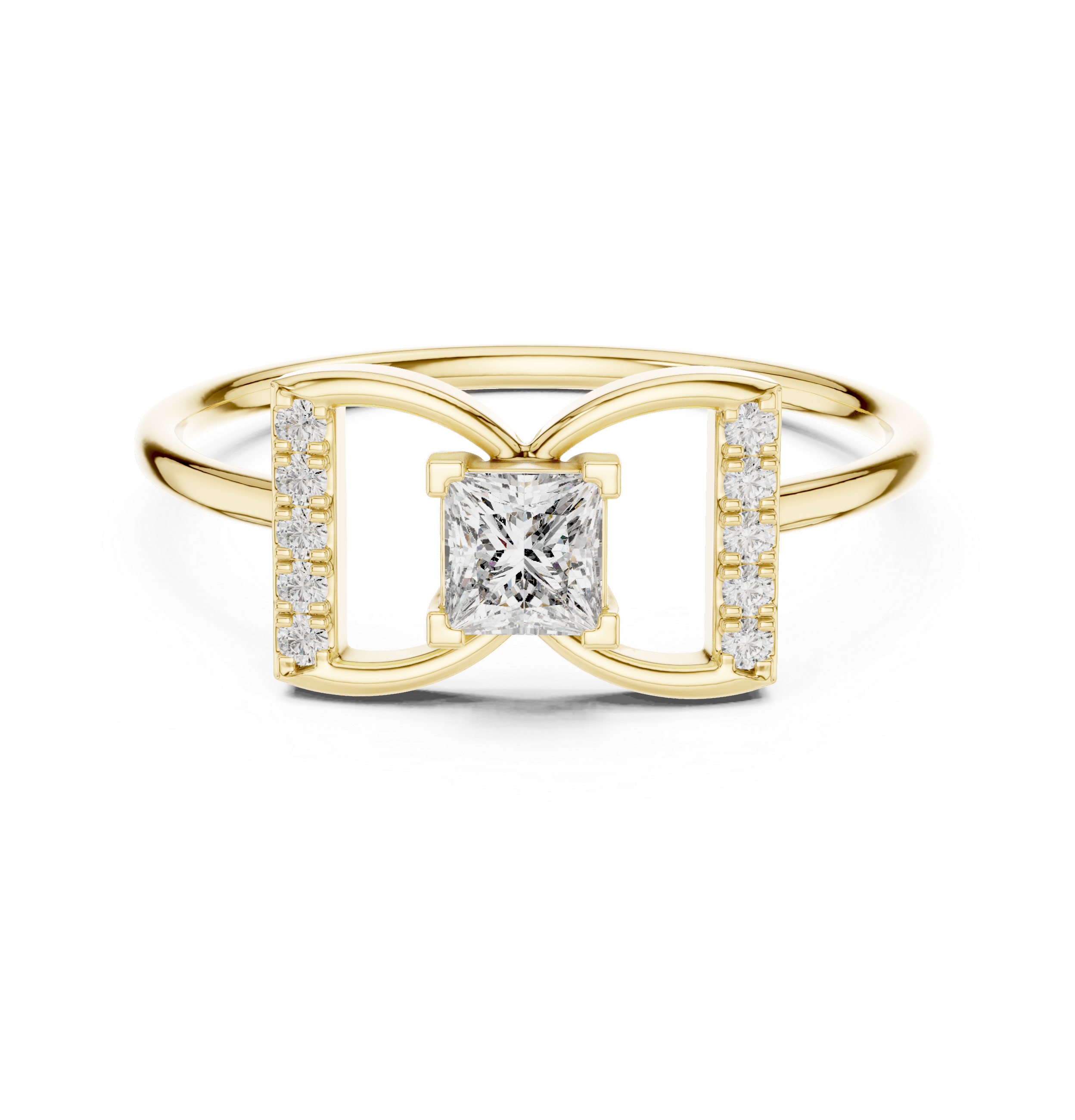 Princess-Cut Diamond Butterfly Geometric Pavé Ring