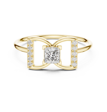Princess-Cut Diamond Butterfly Geometric Pavé Ring