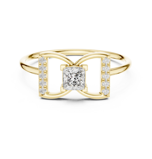 Princess-Cut Diamond Butterfly Geometric Pavé Ring