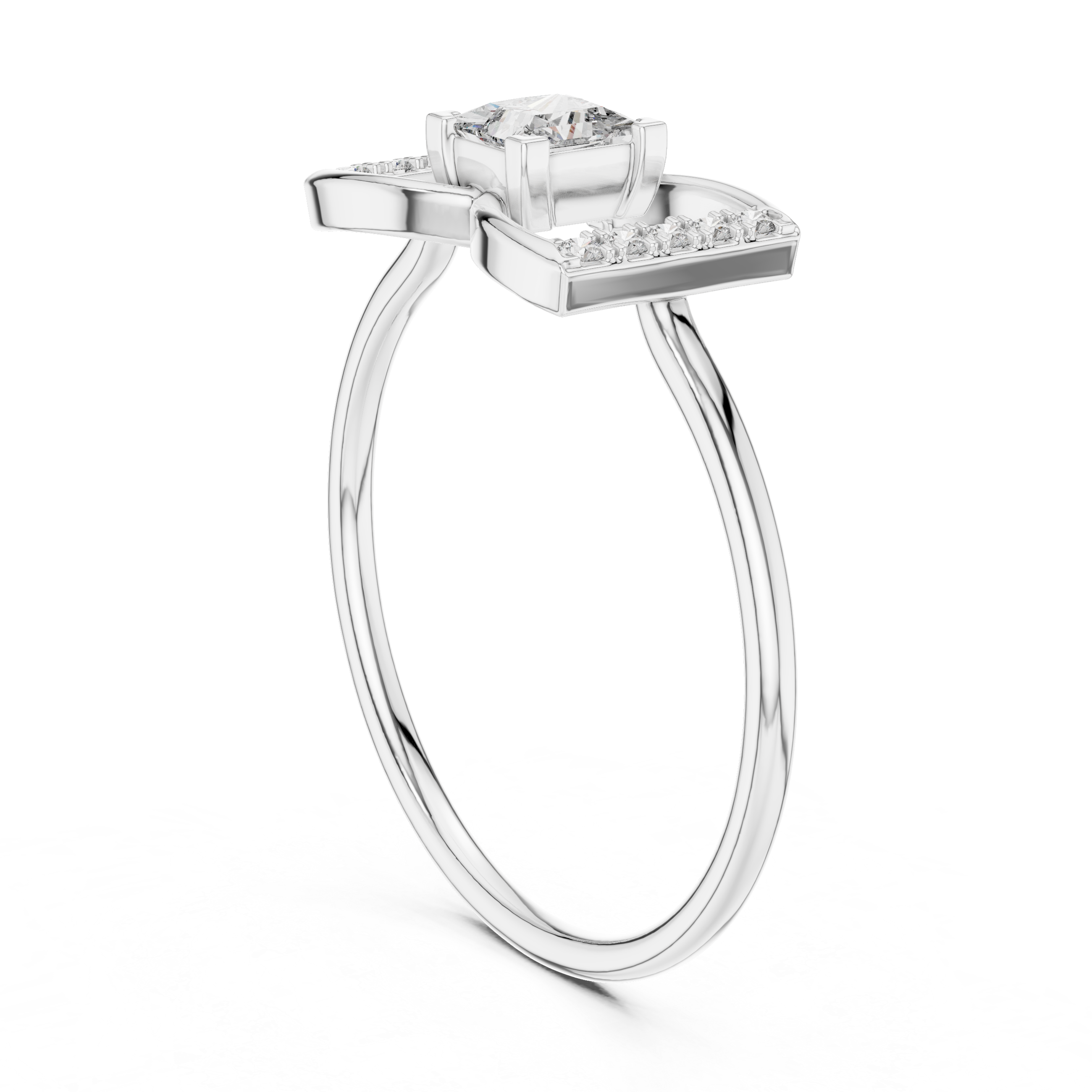 Princess-Cut Diamond Butterfly Geometric Pavé Ring