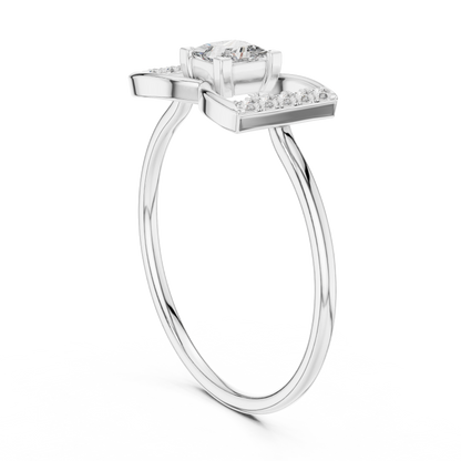Princess-Cut Diamond Butterfly Geometric Pavé Ring