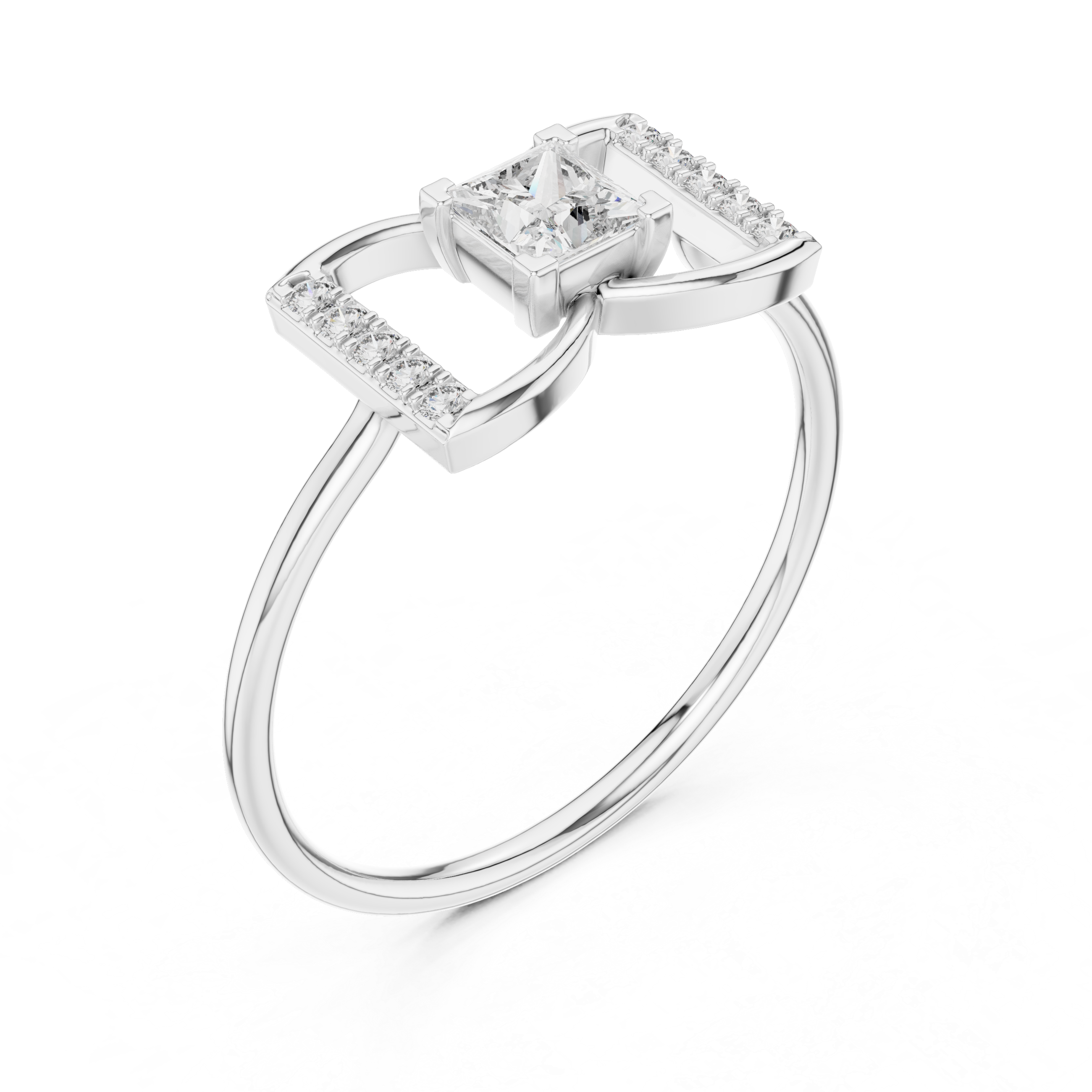 Princess-Cut Diamond Butterfly Geometric Pavé Ring