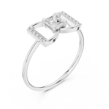 Princess-Cut Diamond Butterfly Geometric Pavé Ring