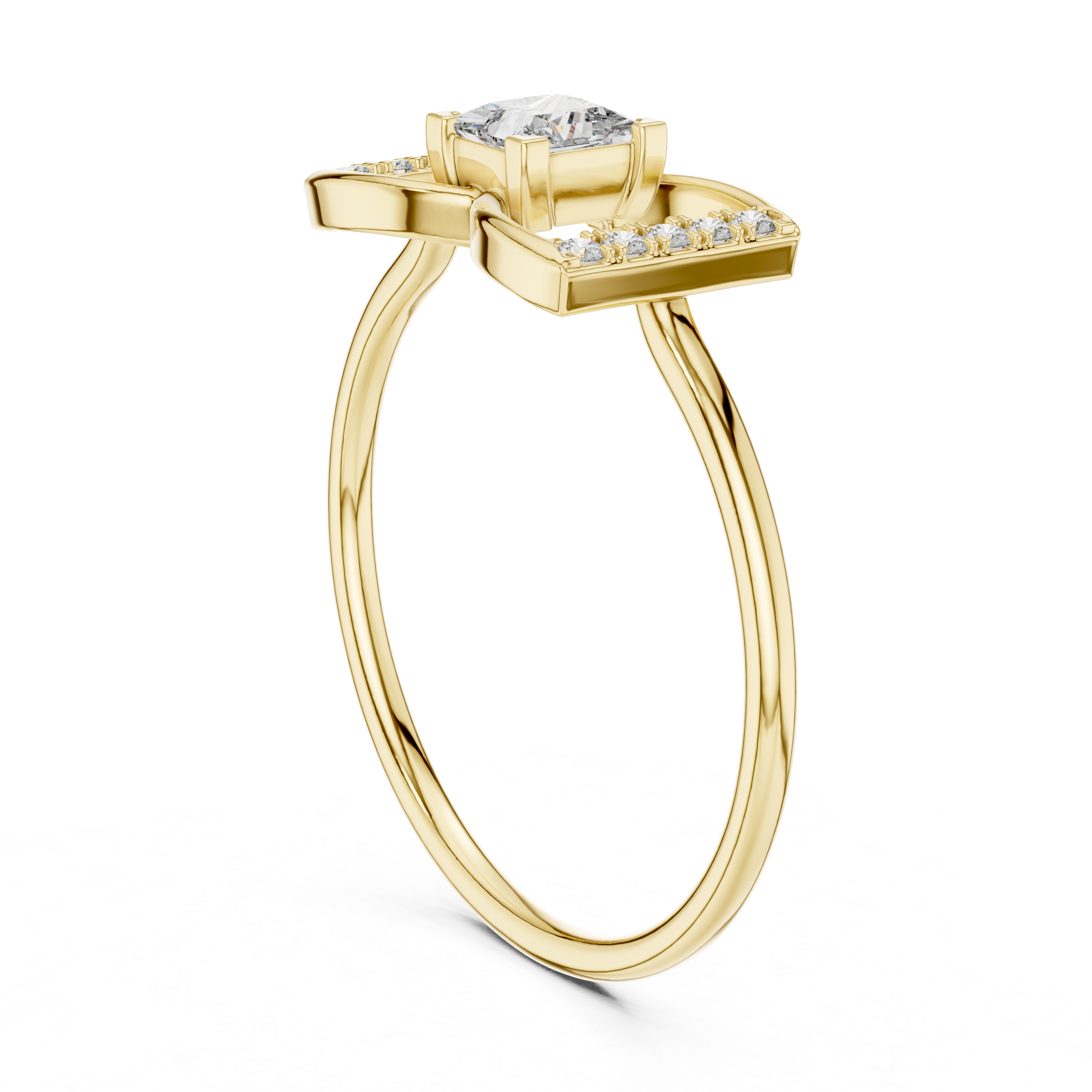 Princess-Cut Diamond Butterfly Geometric Pavé Ring