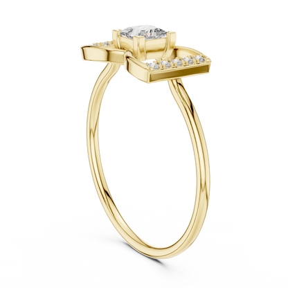 Princess-Cut Diamond Butterfly Geometric Pavé Ring