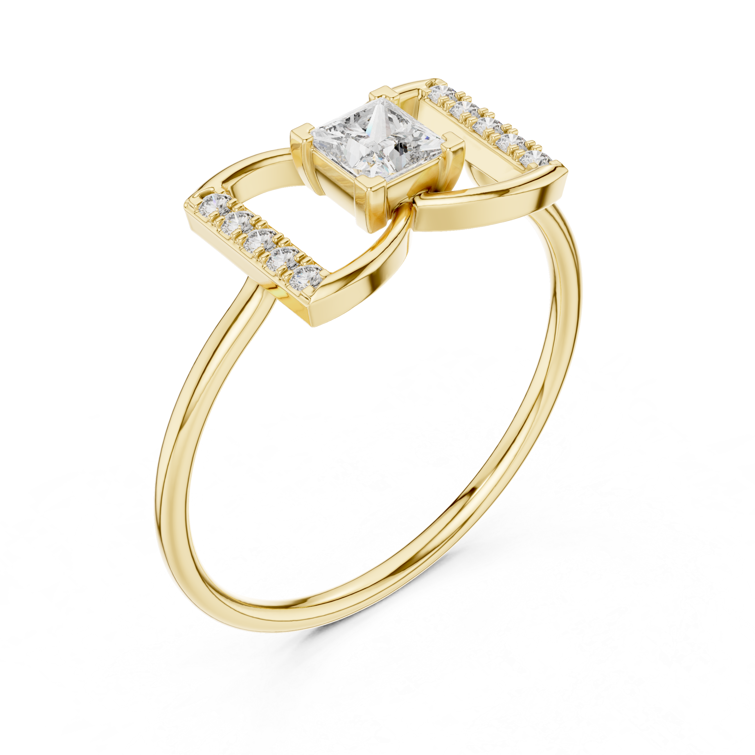 Princess-Cut Diamond Butterfly Geometric Pavé Ring