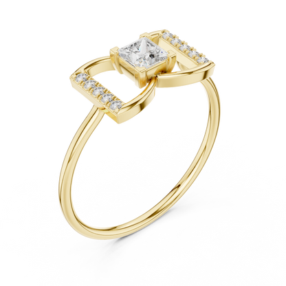 Princess-Cut Diamond Butterfly Geometric Pavé Ring