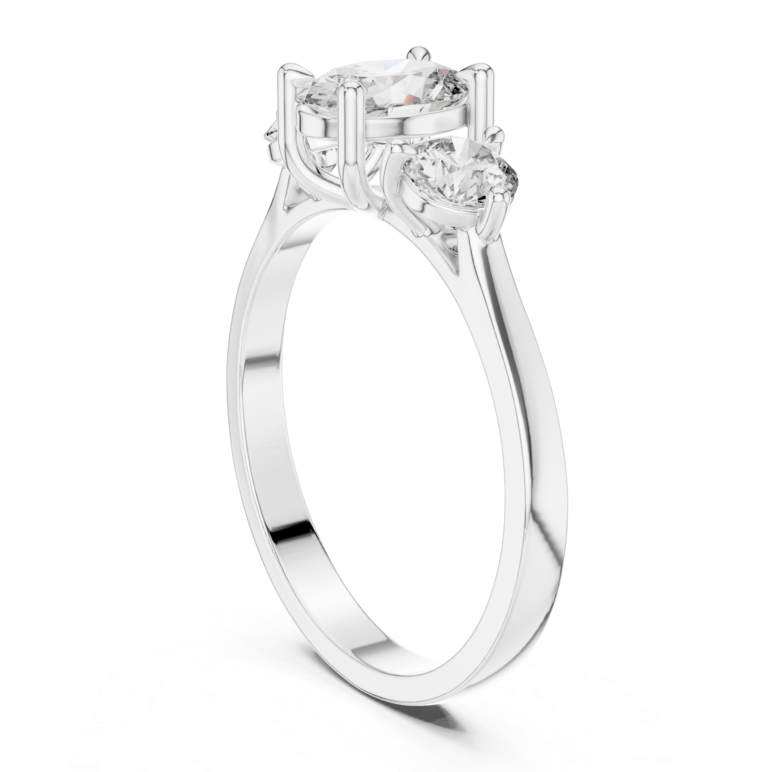 Oval Diamond Trilogy Ring with Round Accents